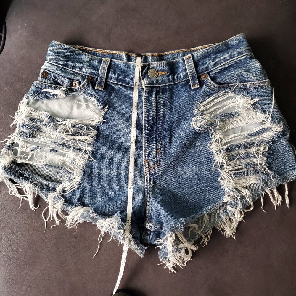 Levi's 550 High Waisted Distressed Shorts